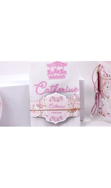 Trusou botez fetita tematic si personalizat cu ponei Pink Carousel 11